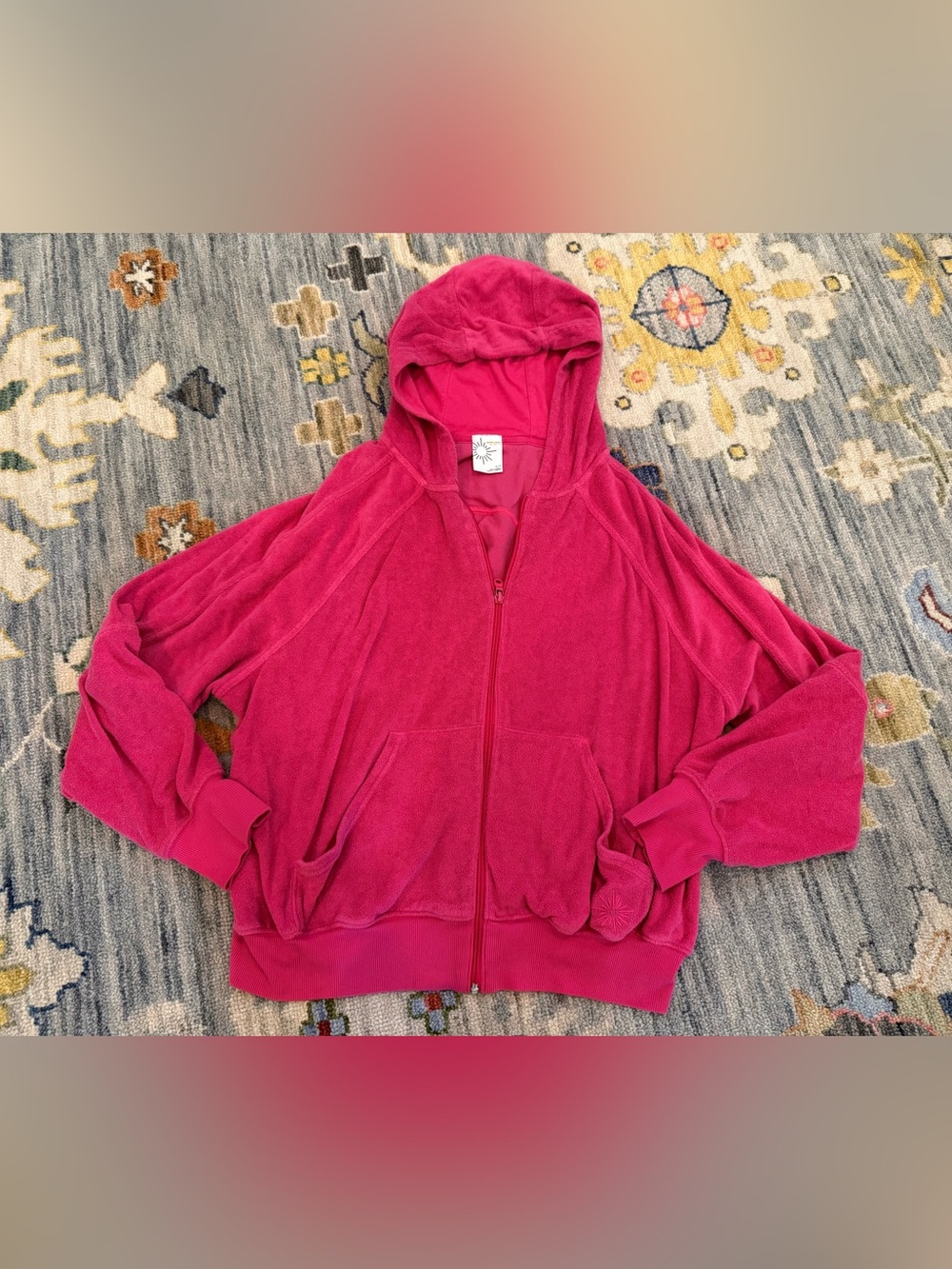 OFFLINE By Aerie Fuchsia Pink Summer Lights Terry Full Zip Sweatshirt small